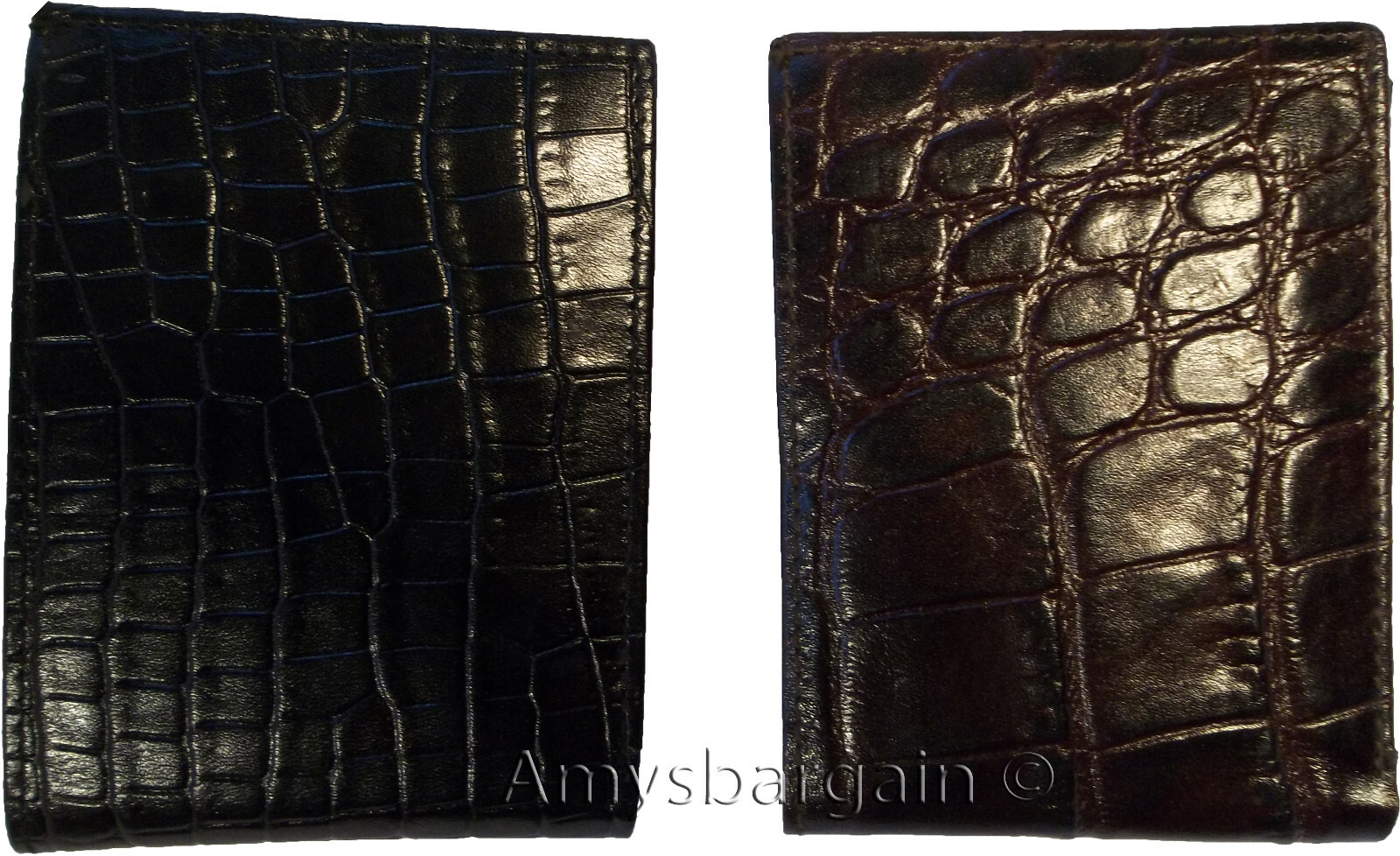 Lot of 2 New Crocodile Skin Printed Leather man's bi fold wallet 6 cards ID # 5. - Image 3