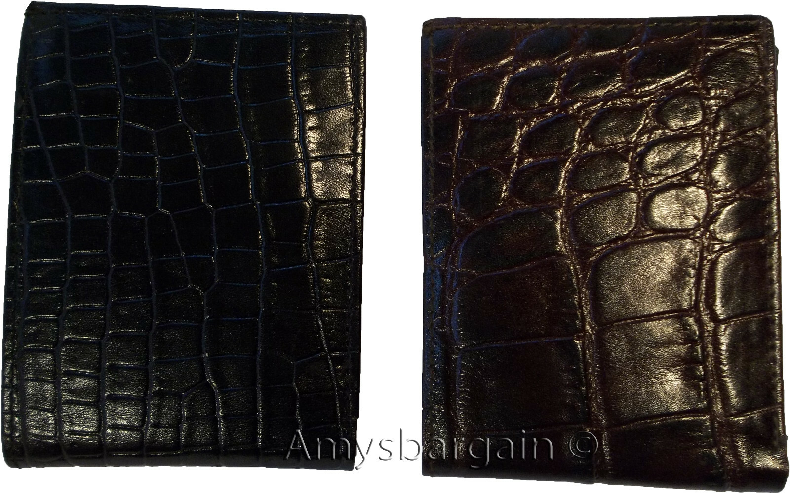 Lot of 2 New Crocodile Skin Printed Leather man's bi fold wallet 6 cards ID # 5. - Image 4