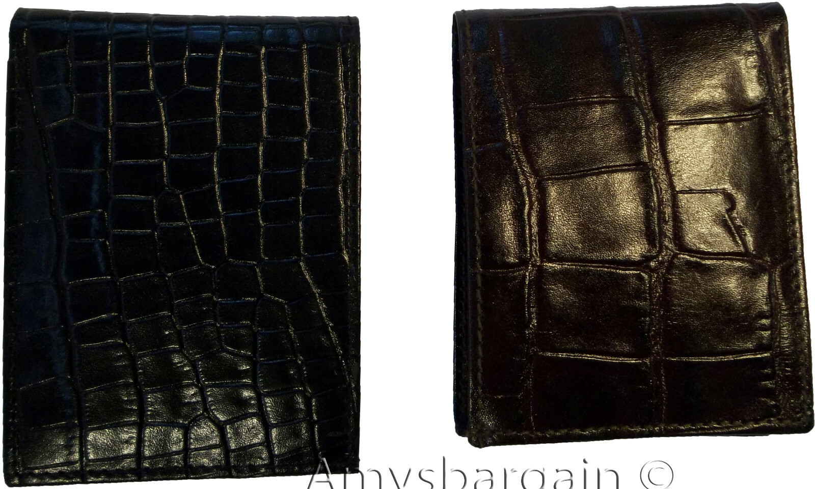 Lot of 2 New Crocodile Skin Printed Leather man's bi fold wallet 6 cards ID # 5. - Image 5