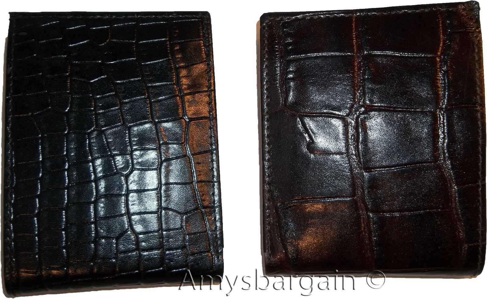 Lot of 2 New Crocodile Skin Printed Leather man's bi fold wallet 6 cards ID # 5. - Image 7