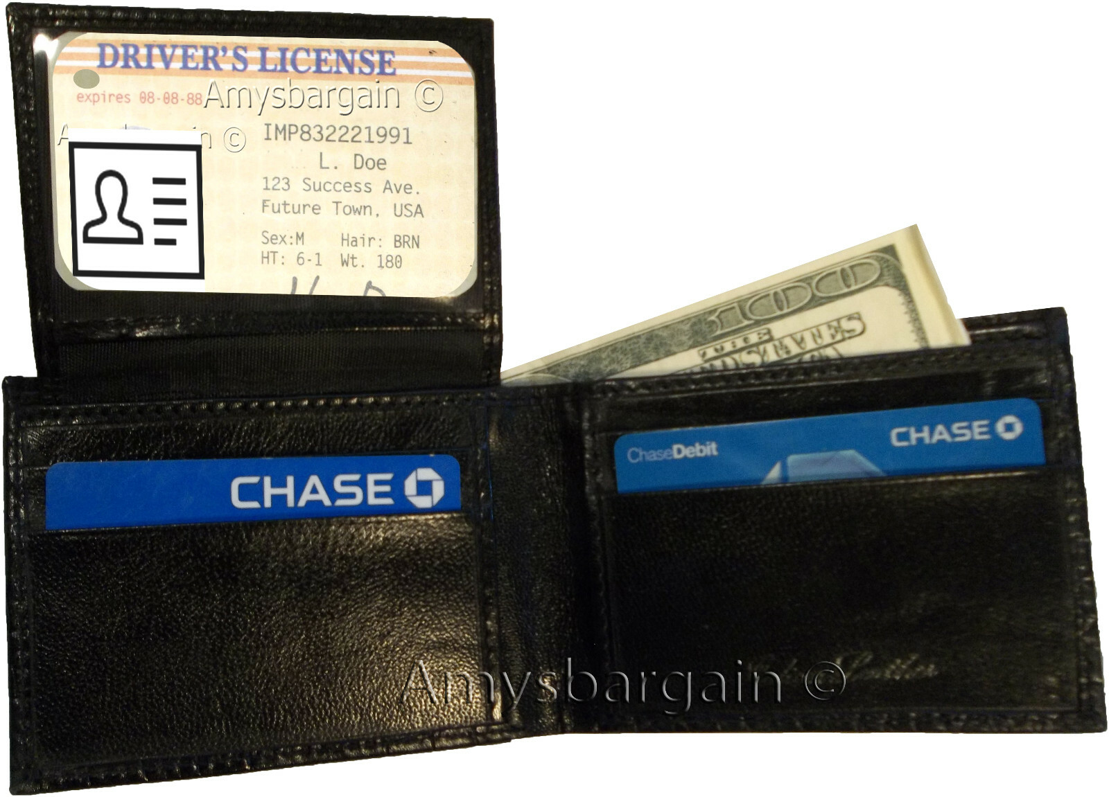 Lot of 2 New Crocodile Skin Printed Leather man's bi fold wallet 6 cards ID # 5. - Image 8