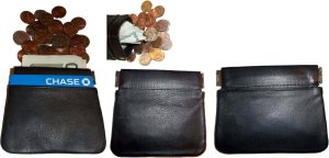 Lot of 2 New Leather Squeeze change purse metal framed squeeze Coin Change Case - Image 3