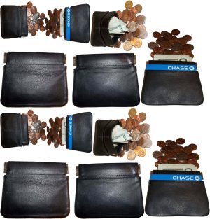 Lot of 2 New Leather Squeeze change purse metal framed squeeze Coin Change Case - Image 6