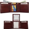 Lot of 2 New Men's Trifold Leather Wallet 3 ID center piece men's billfold new