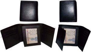 Lot of 2 New Trifold Leather Men’s Black Brown wallet 1 ID 9 card 2 bill slots - Image 12