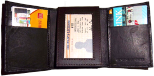 Lot of 2 New Trifold Leather Men’s Black Brown wallet 1 ID 9 card 2 bill slots - Image 3