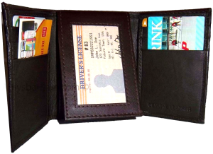 Lot of 2 New Trifold Leather Men’s Black Brown wallet 1 ID 9 card 2 bill slots - Image 4