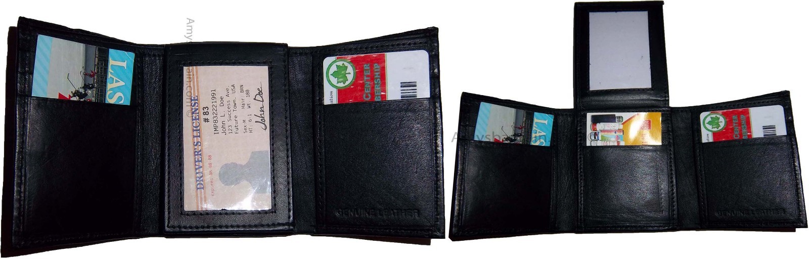 Lot of 2 New Trifold Leather Men’s wallet Black 1 ID 9 cards 2 bill spaces - Image 8