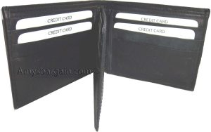 Lot of 2 New men's Black leather billfold wallet 9 credit card space ID bifold - Image 11
