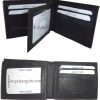 Lot of 2 New men's Black leather billfold wallet 9 credit card space ID bifold
