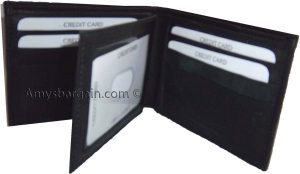 Lot of 2 New men's Black leather billfold wallet 9 credit card space ID bifold - Image 13