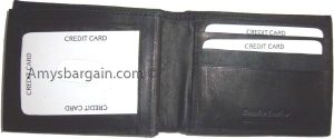 Lot of 2 New men's Black leather billfold wallet 9 credit card space ID bifold - Image 7
