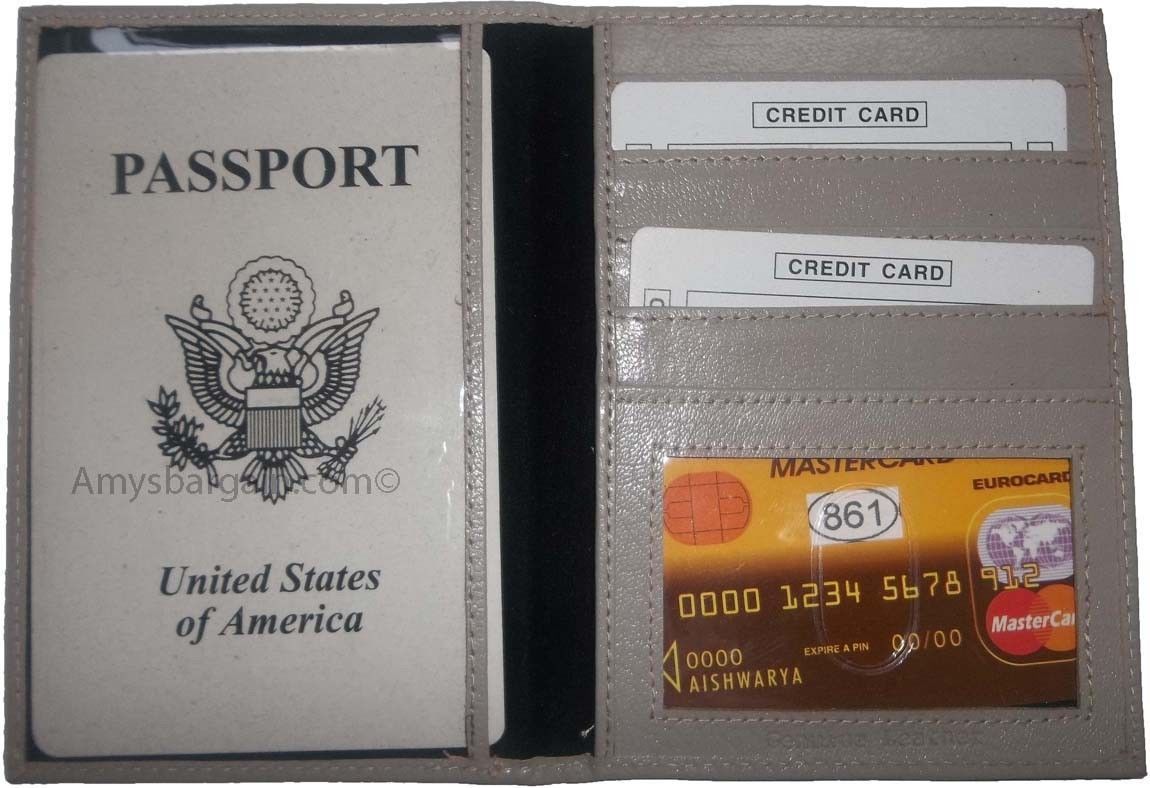 Lot of 2 USA leather passport cover wallet credit card id passport case brnd new - Image 3