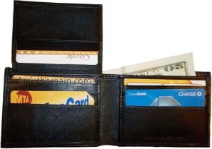 Lot of 2 man's slim leather bi-fold wallet 9 card holder 2 billfold pockets 1 ID - Image 6