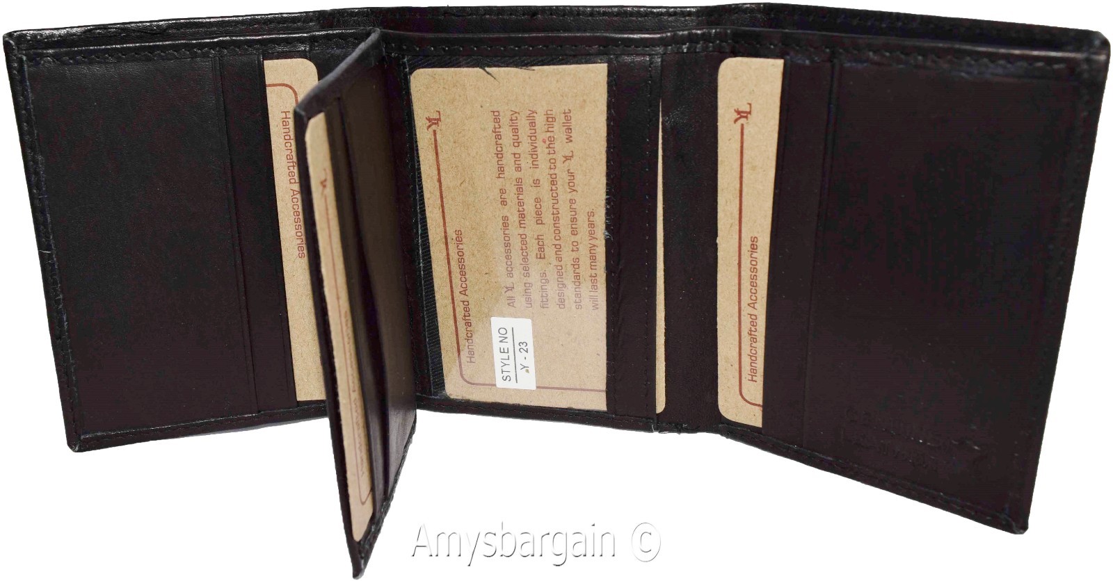 Lot of 2.Men's Genuine Leather Tri-fold wallet.10 card center piece men's Wallet - Image 12