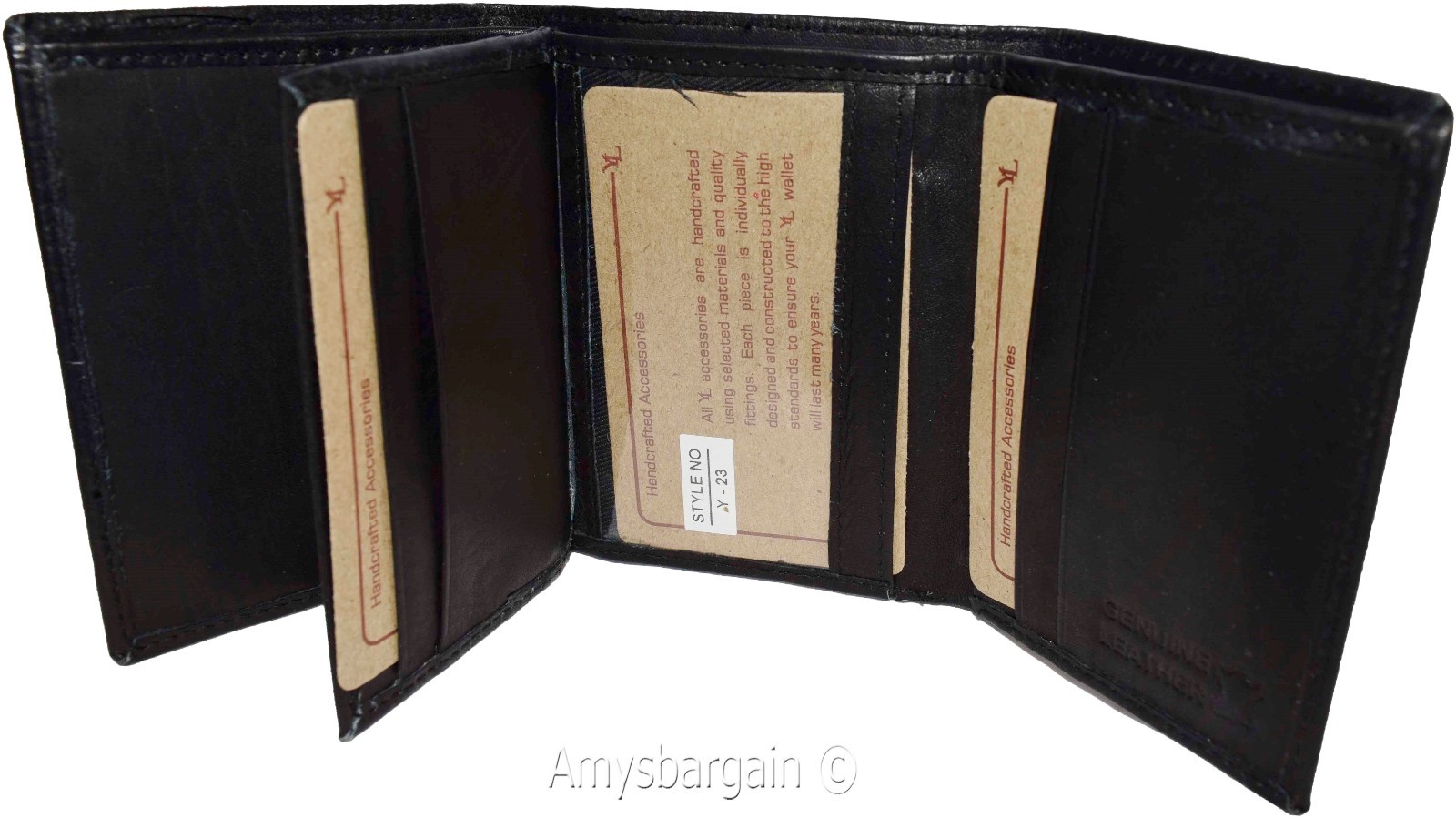 Lot of 2.Men's Genuine Leather Tri-fold wallet.10 card center piece men's Wallet - Image 7