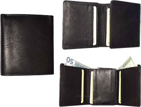 Lot of 3 FIZA NY Leather men's trifold wallet unbranded Black men's wallet B new