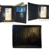 Lot of 3 Italian Style Lizard skin Printed Leather Man's Black Trifold wallet BN