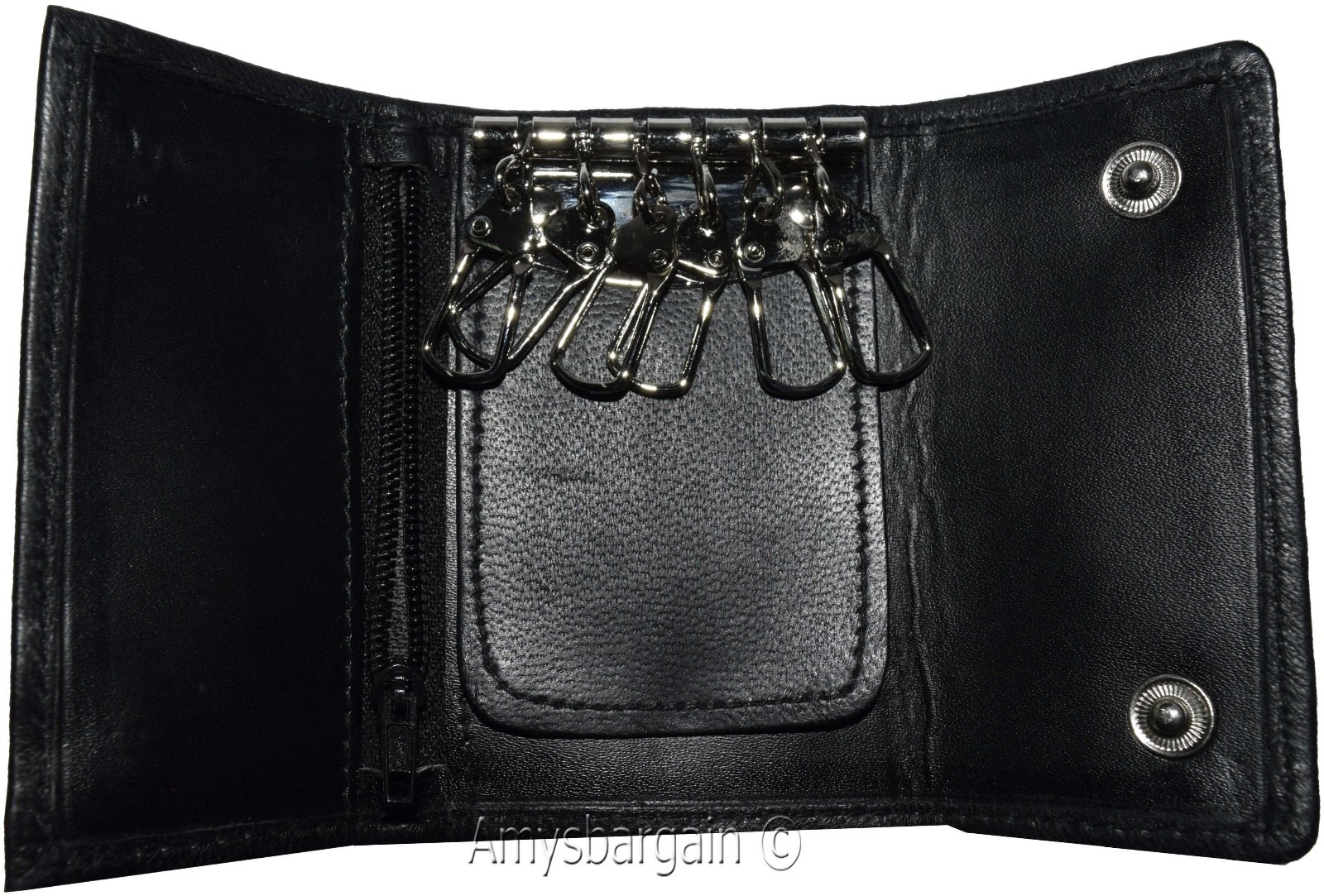 Lot of 3. Leather Key Chain; Zip Coin Case; Key Ring; key chain Leather 6 Rings - Image 5