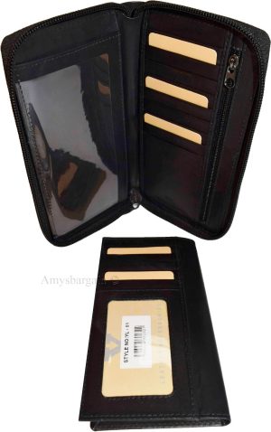 Lot of 3 Leather Zip Around checkbook wallet 14 credit ID card change purse new - Image 4