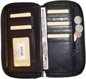 Lot of 3 Leather Zip Around checkbook wallet 14 credit ID card change purse new - Image 8