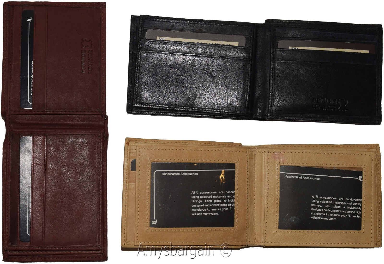 Lot of 3 Men's Bifold leather wallet 2 center pieces 9 card 3 ID leather wallet - Image 11