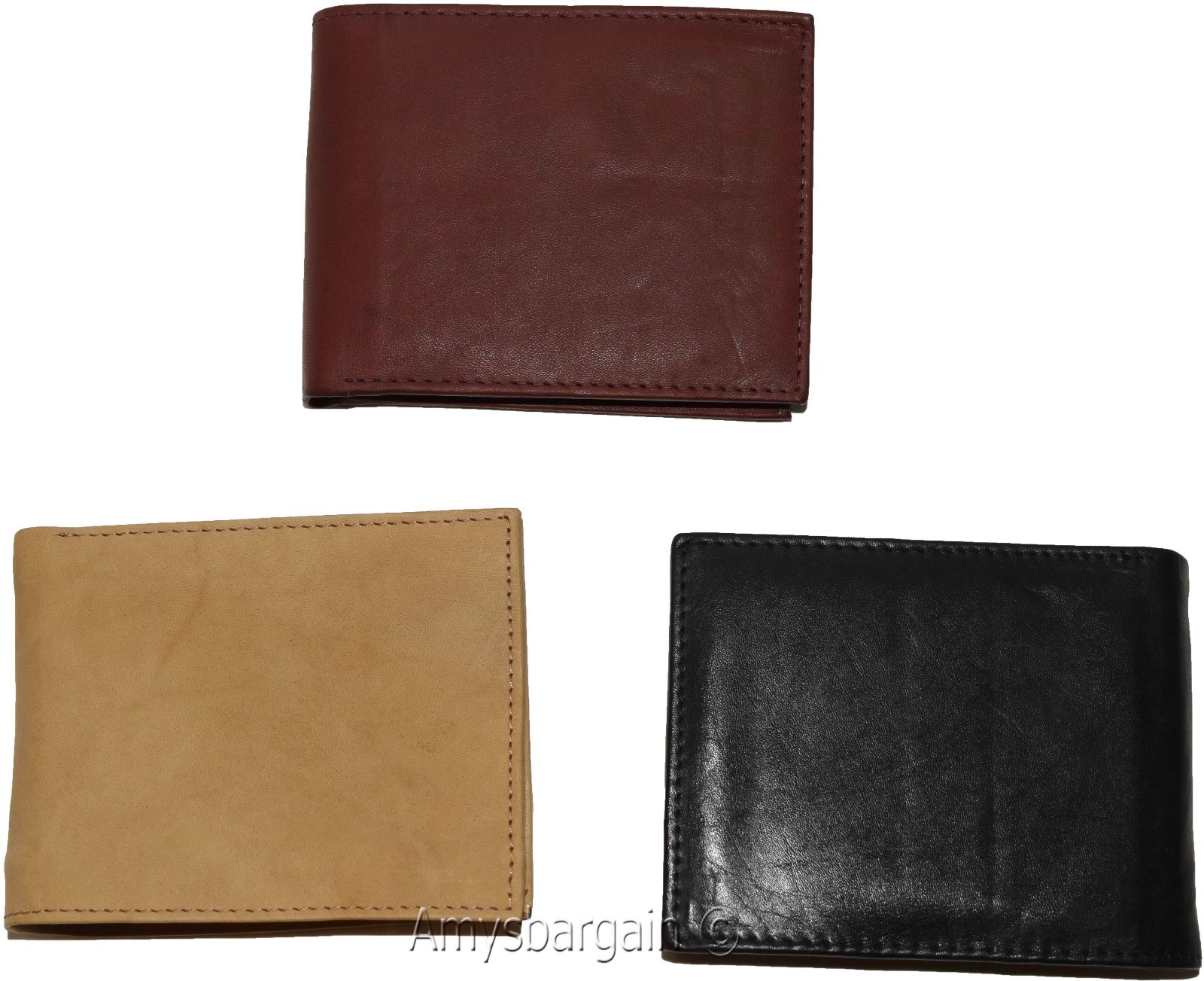 Lot of 3 Men's Bifold leather wallet 2 center pieces 9 card 3 ID leather wallet - Image 13
