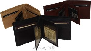 Lot of 3 Men's Bifold leather wallet 2 center pieces 9 card 3 ID leather wallet - Image 4