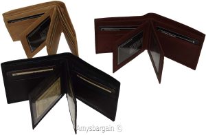 Lot of 3 Men's Bifold leather wallet 2 center pieces 9 card 3 ID leather wallet - Image 5