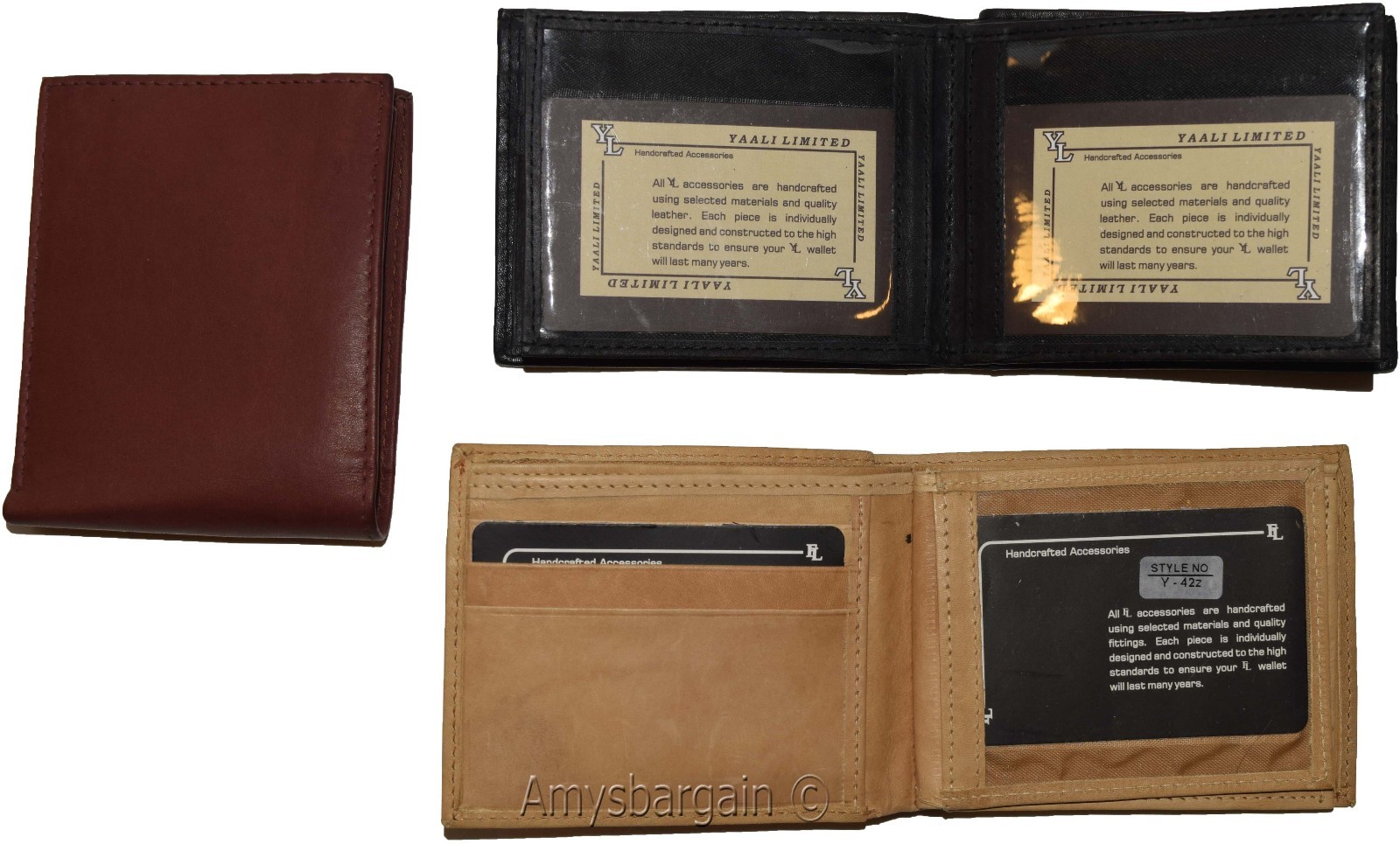 Lot of 3 Men's Bifold leather wallet 2 center pieces 9 card 3 ID leather wallet - Image 9