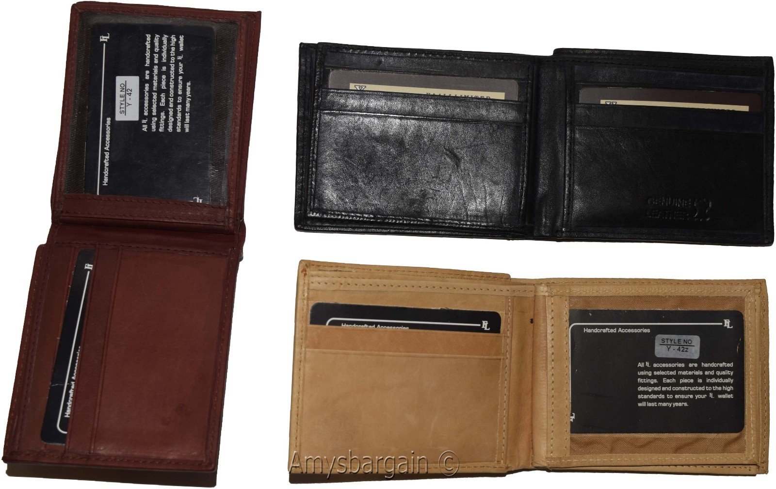 Lot of 3 Men's Bifold leather wallet 2 center pieces 9 card 3 ID leather wallet - Image 10