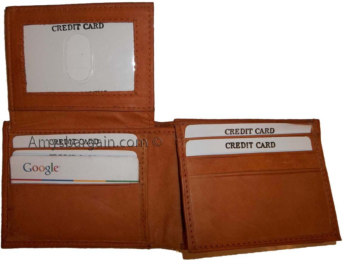 Lot of 3 Men's Wallet Bi fold Leather Wallet 12 Credit Cards 2 IDs 2 Bill slotd - Image 13