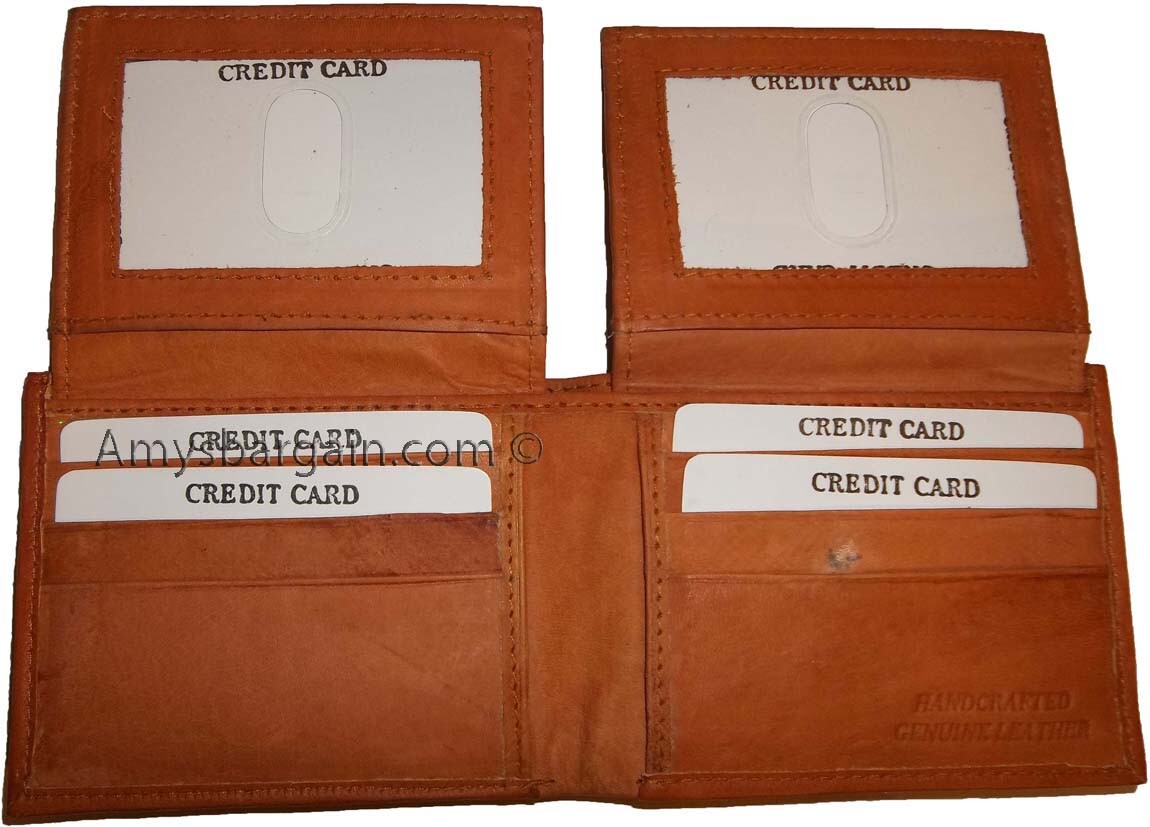 Lot of 3 Men's Wallet Bi fold Leather Wallet 12 Credit Cards 2 IDs 2 Bill slotd - Image 3