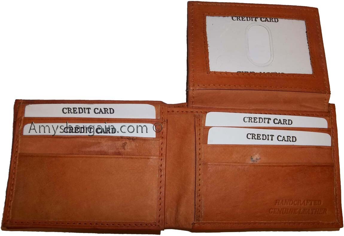 Lot of 3 Men's Wallet Bi fold Leather Wallet 12 Credit Cards 2 IDs 2 Bill slotd - Image 4