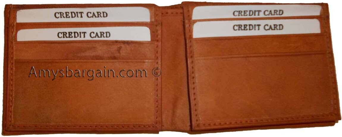 Lot of 3 Men's Wallet Bi fold Leather Wallet 12 Credit Cards 2 IDs 2 Bill slotd - Image 5