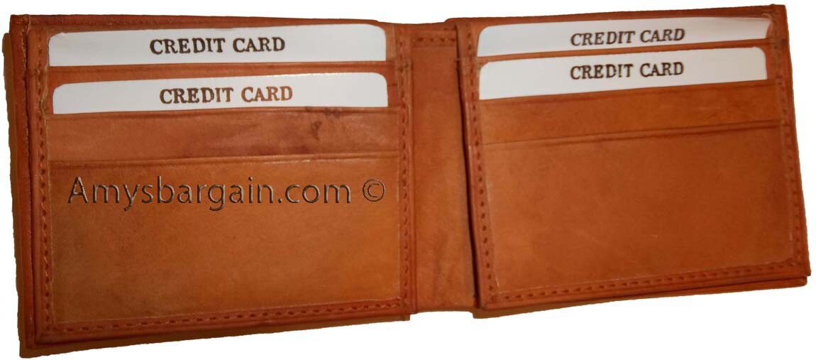 Lot of 3 Men's Wallet Bi fold Leather Wallet 12 Credit Cards 2 IDs 2 Bill slotd - Image 9