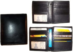 Lot of 3 Men's wallet Genuine Leather Hipster bifold Black, Men's billfold, BNWT