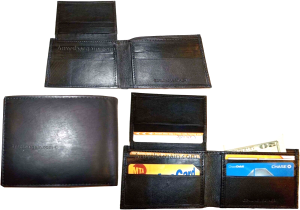 Lot of 3 New Man's slim leather bi-fold wallet 2 bill slot 1 ID Black wallet new