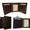 Lot of 3 New Men's Brown leather Trifold wallet 6 credit cards 2 bill slots new