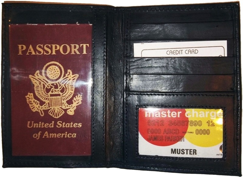 Lot of 3 New USA Leather passport case, Navy wallet credit ATM card case ID - Image 13