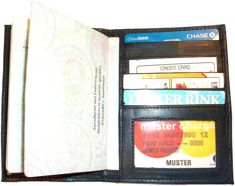 Lot of 3 New USA Leather passport case, Navy wallet credit ATM card case ID - Image 10