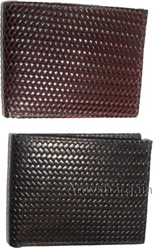 Lot of 3 New Woven Printed Leather man's bi fold wallet 6 cards ID Wallet New - Image 12