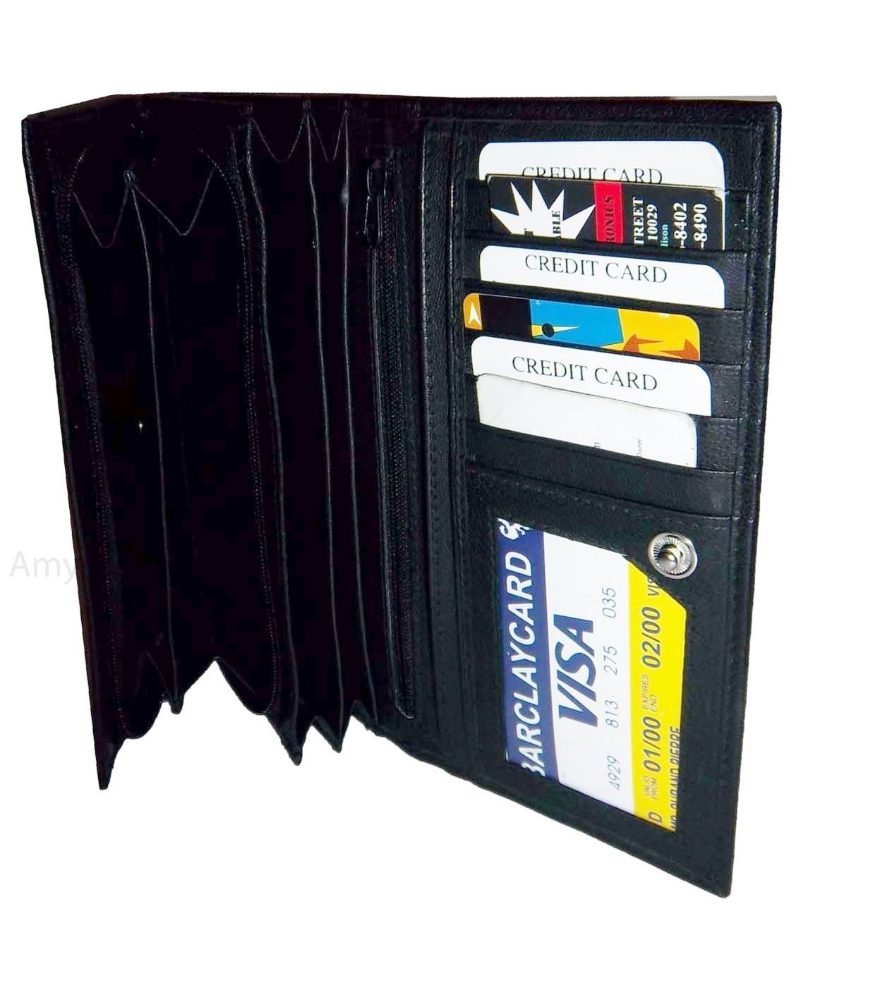 Lot of 3 Woman's Leather checkbook wallet 6 Credit card ID 7 Bill pockets BR New - Image 6