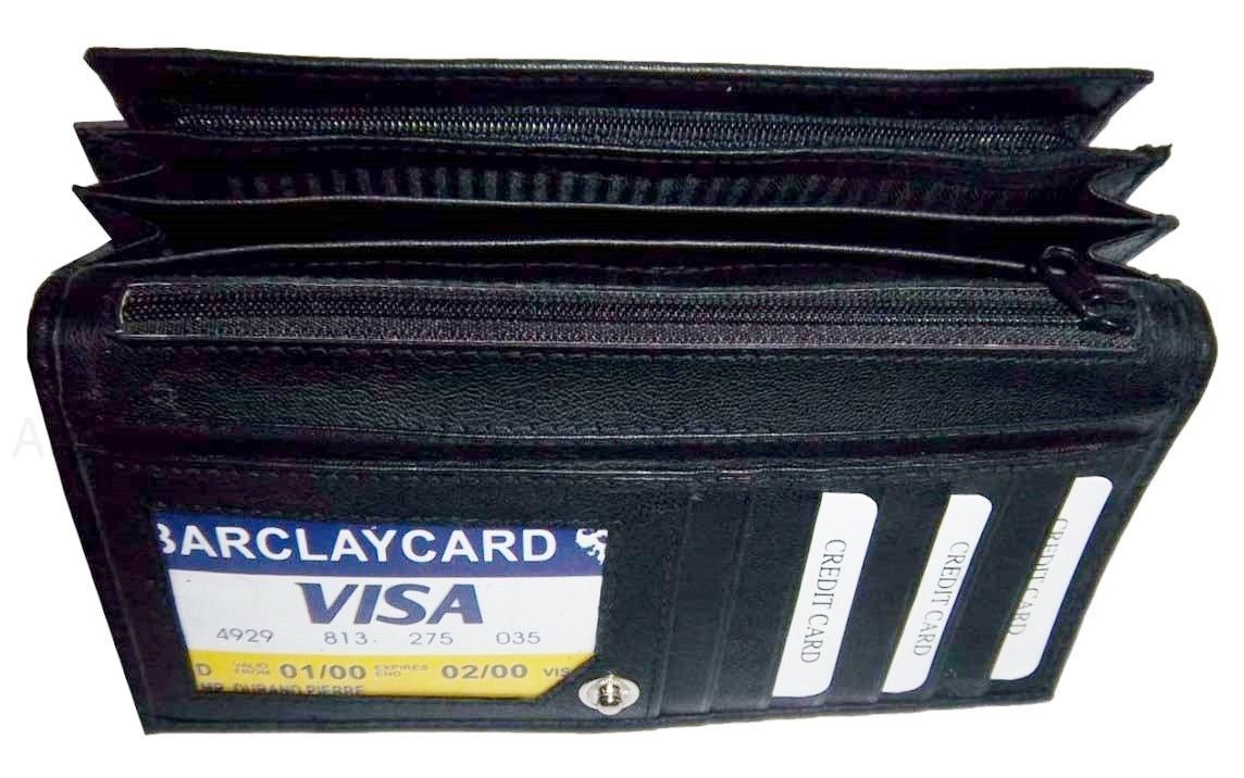 Lot of 3 Woman's Leather checkbook wallet 6 Credit card ID 7 Bill pockets BR New - Image 9