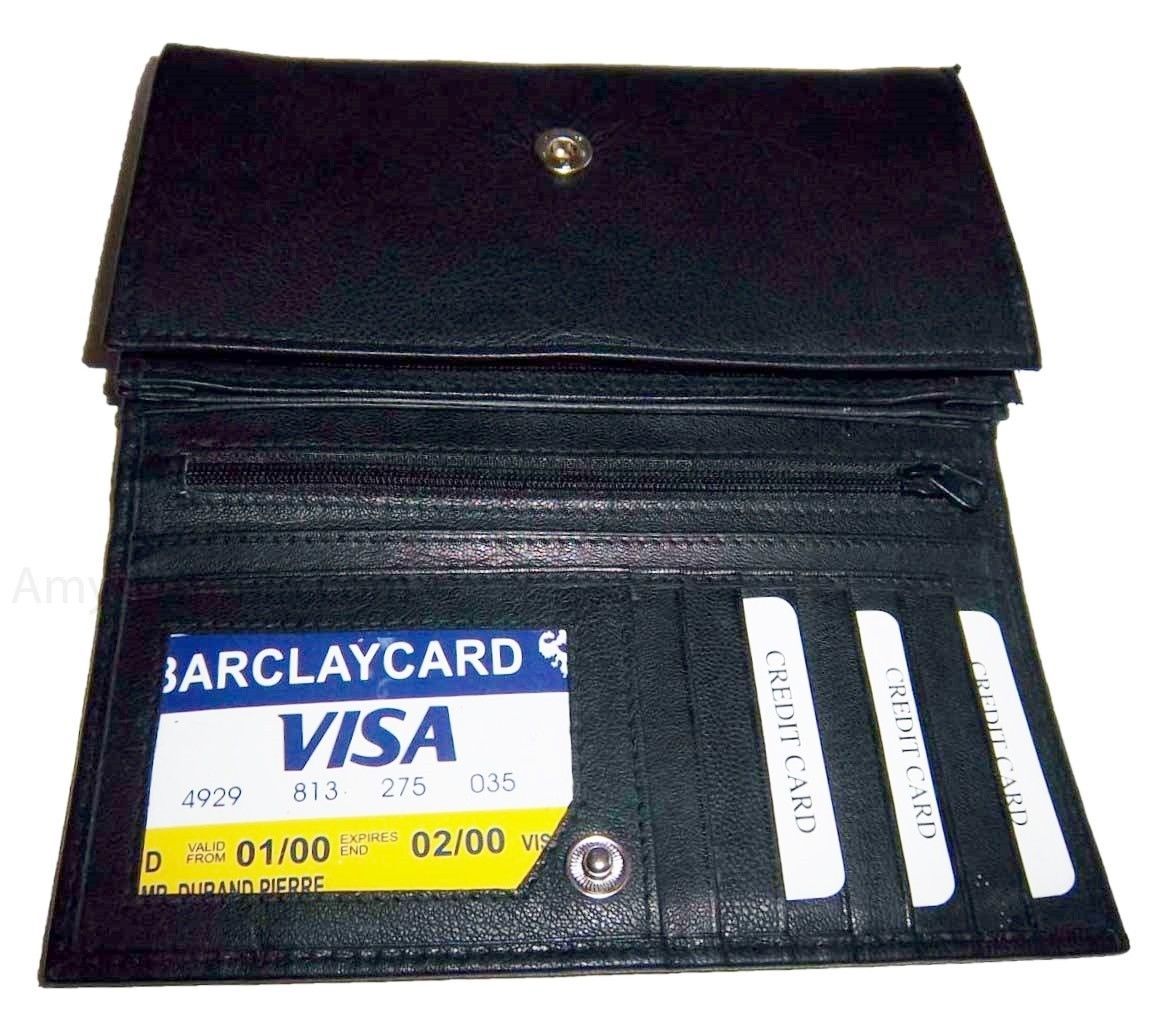 Lot of 3 Woman's Leather checkbook wallet 6 Credit card ID 7 Bill pockets BR New - Image 10