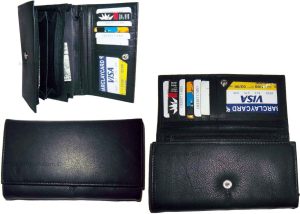 Lot of 3 Woman's Leather checkbook wallet 6 Credit card ID 7 Bill pockets BR New
