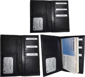 Lot of 3 Women/Men's Leather Checkbook Wallet Black Unbranded wallet card case
