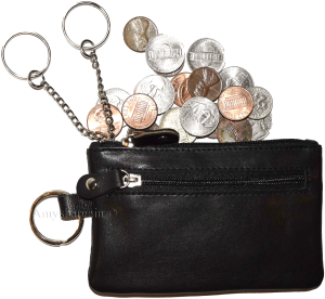 Lot of 3 leather change purse 3 Ring 2 zip pockets. unbranded Black coin case bn - Image 3