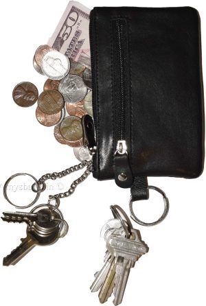 Lot of 3 leather change purse 3 Ring 2 zip pockets. unbranded Black coin case bn - Image 7