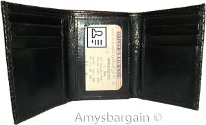 Lot of 4 Italian Style Woven Printed Leather Man's Black Trifold walletI ID new - Image 5